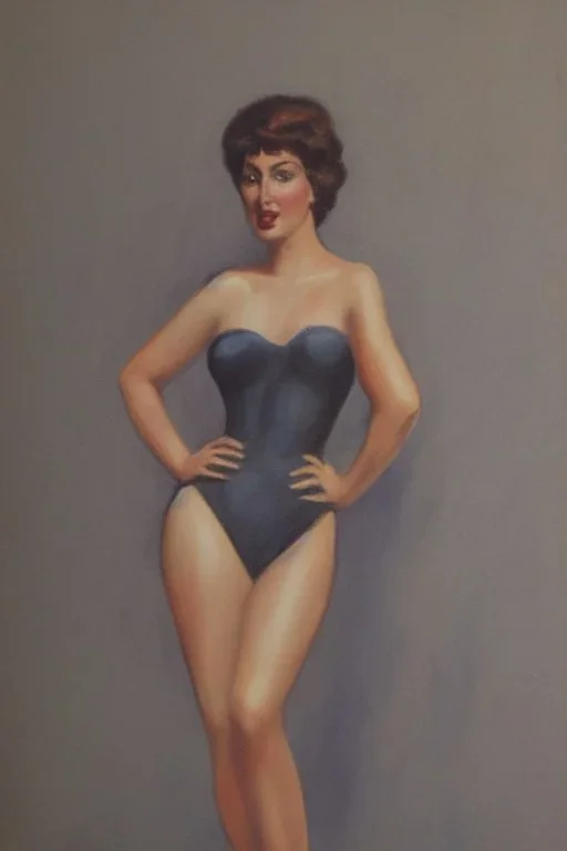 Portrait lady, full body shot, full-color medium shot style of Rudy Nappi