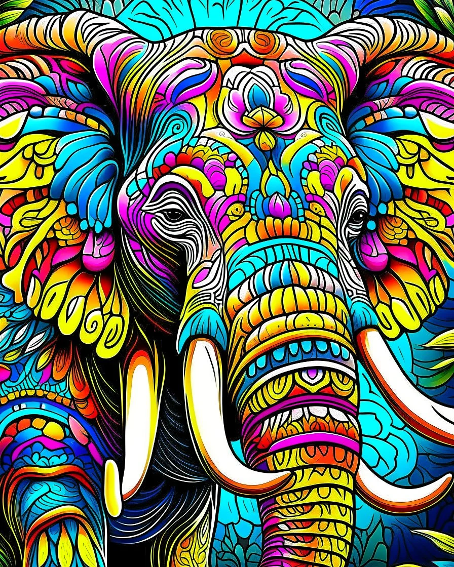 elephant , colorful page, coloer background, digital Art, perfect composition, beautiful detailed intricate insanely detailed octane render trending on artstation, photorealistic concept art, soft natural volumetric cinematic perfect light, chiaroscuro, masterpiece, oil on canvas, raphael, caravaggio, greg rutkowski, beeple, beksinski, giger, black and white still, digital Art, perfect coloer, read,green, blew,white, ((((colorful)))))