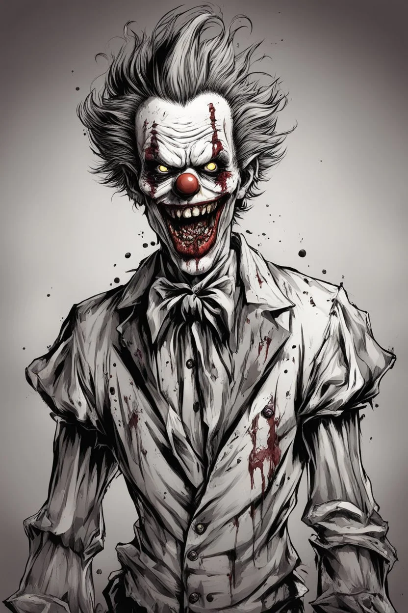 A zombie clown in manga style