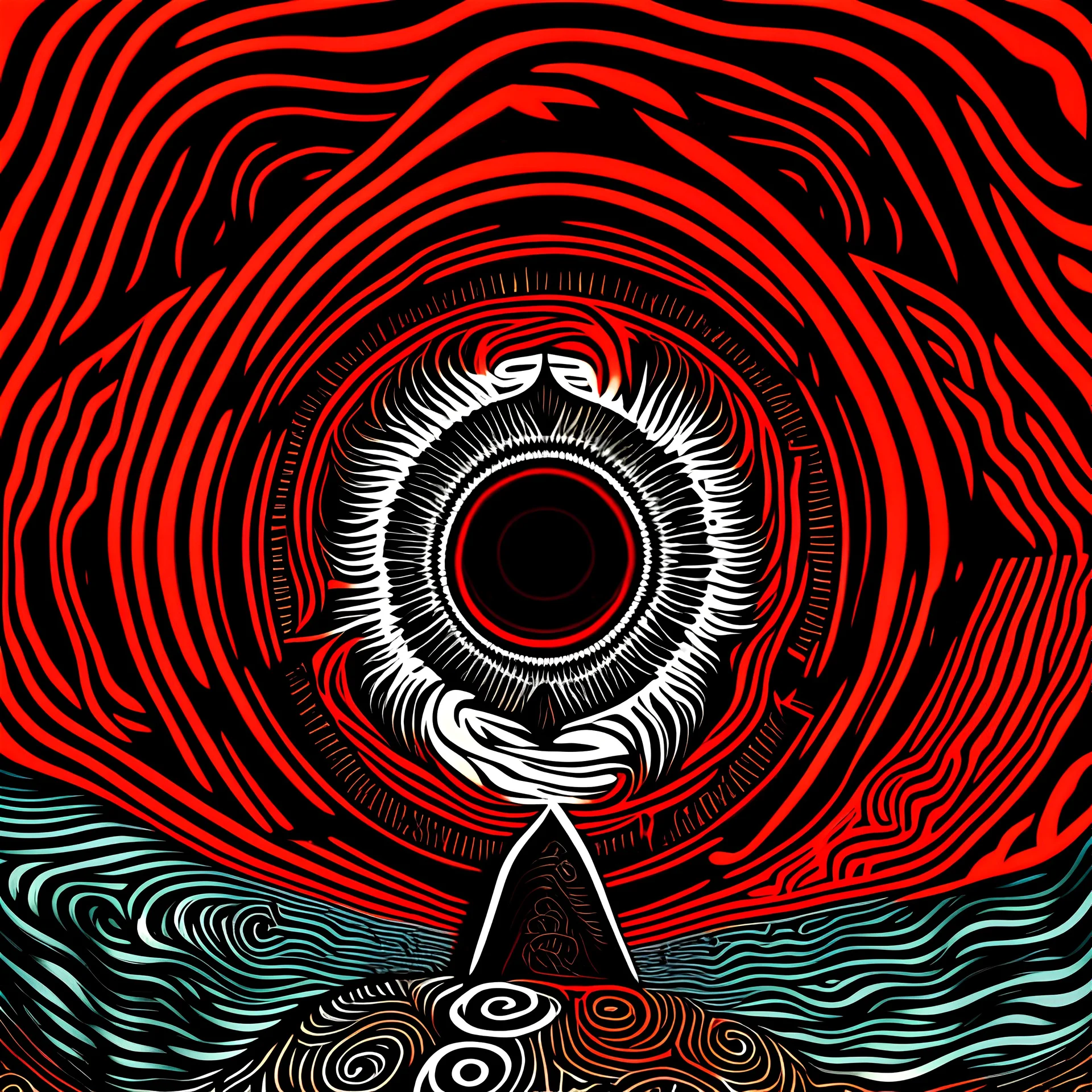 contrivance of incentive induced madness, violent colors, By Stanley Donwood, gnostic symbols