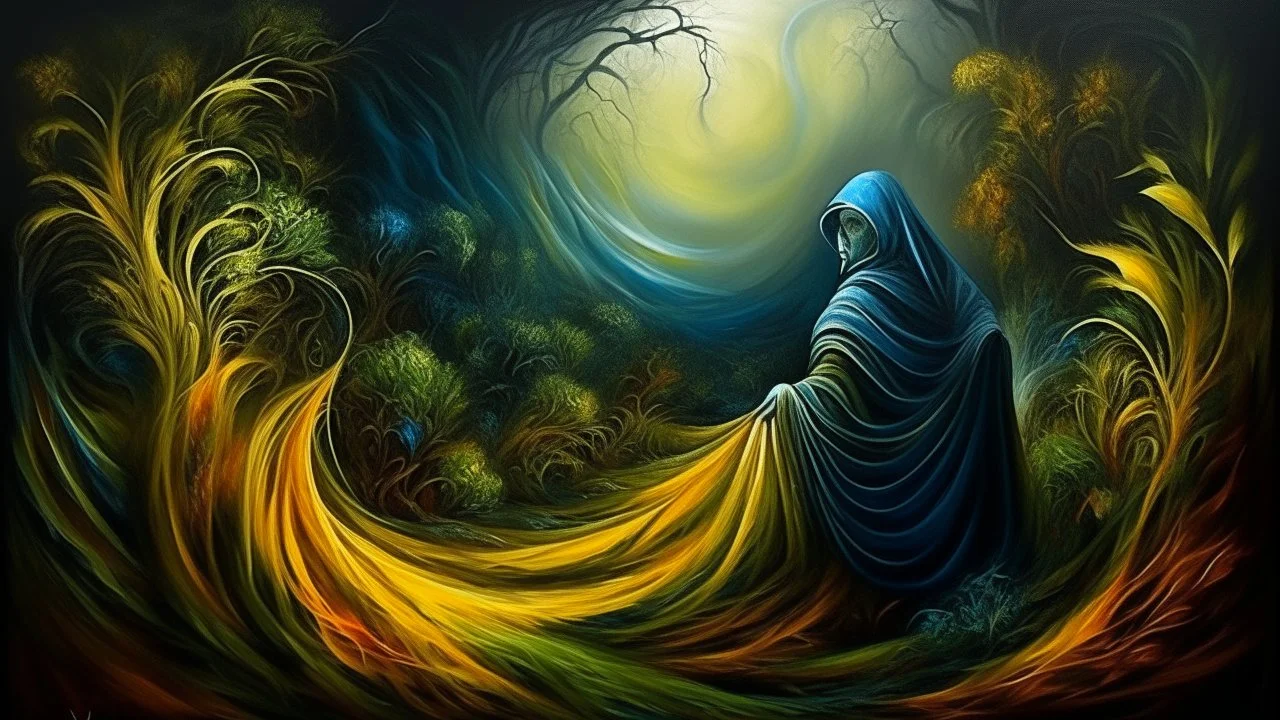 Oil painting.Illustration. Mysterious.