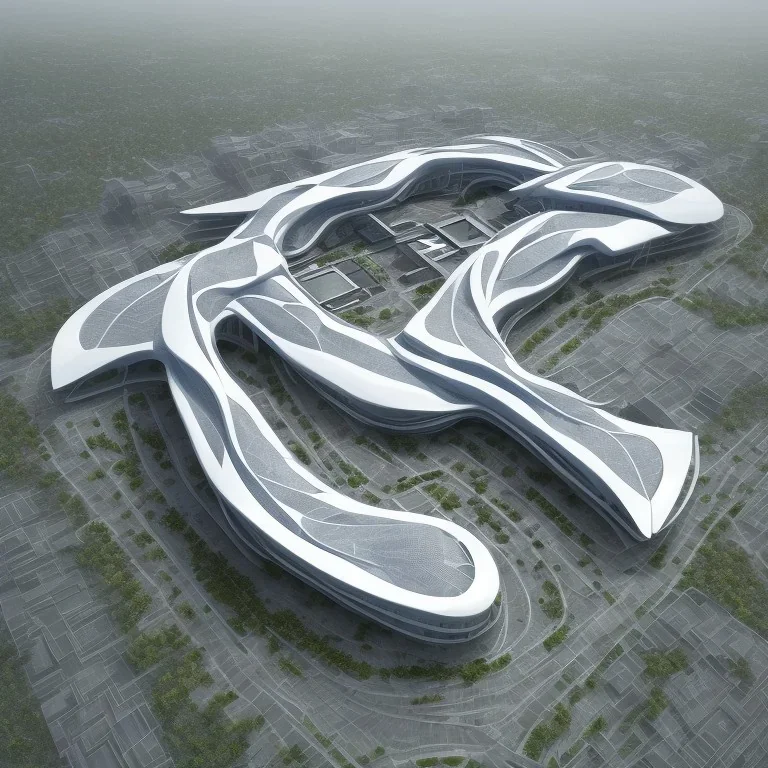 designing a hospital its area is 15000 meters square and have a 4 buildings and the architect is Zaha Hadid and the building in a desert and creative