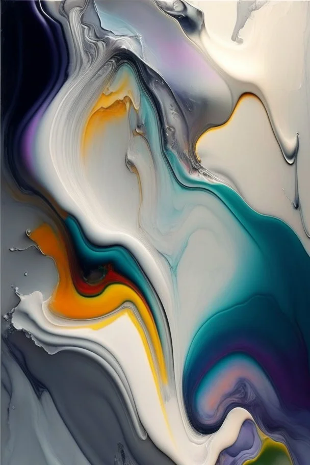 Painting, colors, poured colors, light colors, glossy, marble, gray