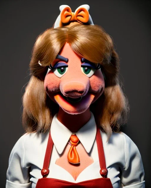 waitress woman with muppet mask that covers her entire head, concept art, retro style, smooth, unreal engine 5, god lights, ray tracing, RTX, lumen lighting, ultra detail, volumetric lighting, 3d.