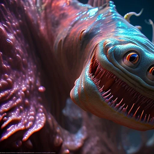 fluid ink angler fish creature, unreal engine 5, 8k resolution, photorealistic, ultra detailed