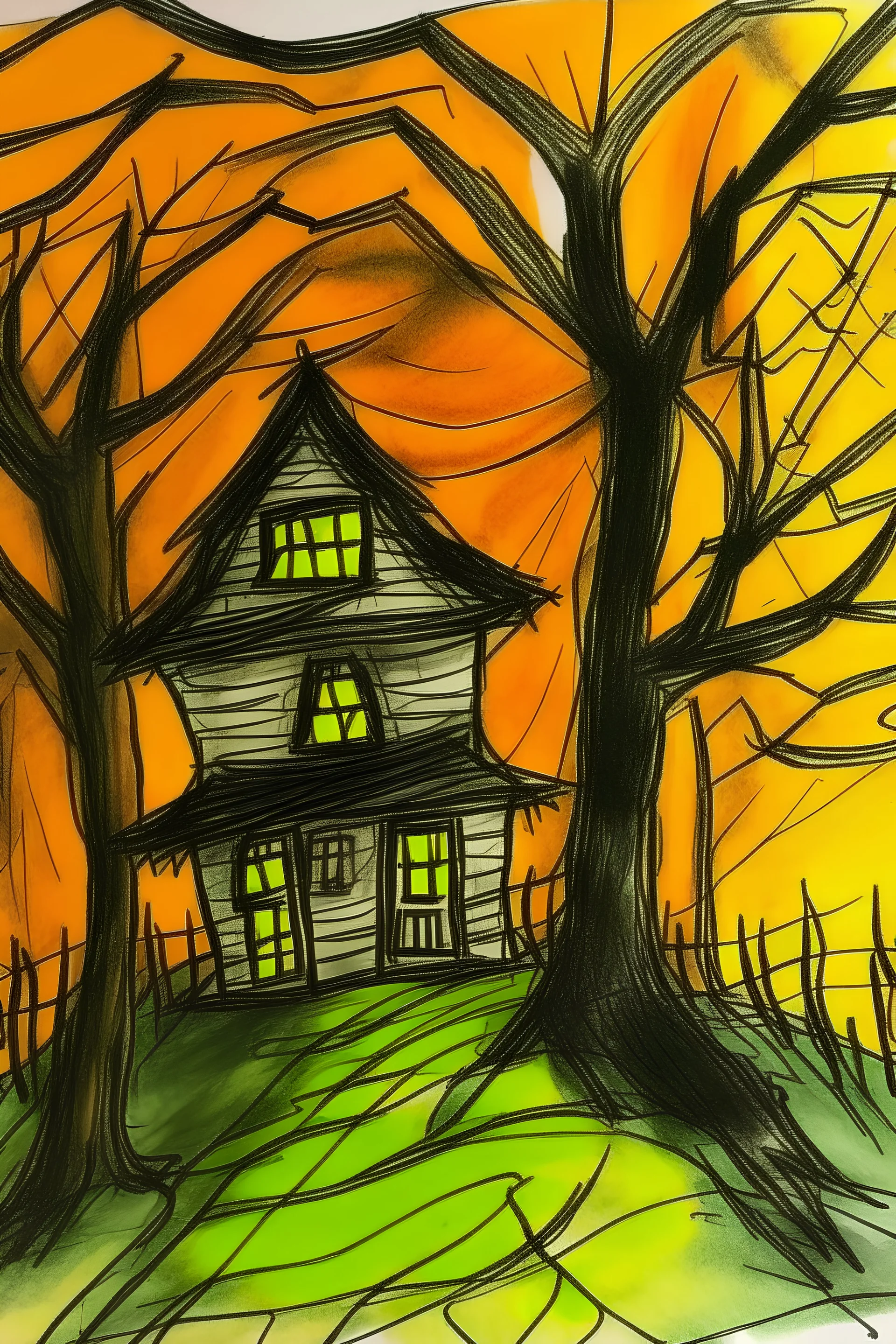 creepy house drawing by a child