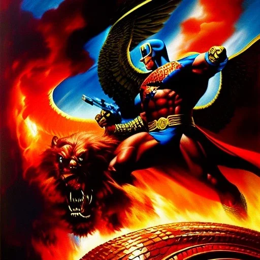 portrait oil on canvas, Captain Hydra ,comic book cover, mystical colors,insanely detailed,realistic,intrincate detail, 16k resolution, masterpiece,Frank Frazetta,Alex Horley, Simon Bisley.