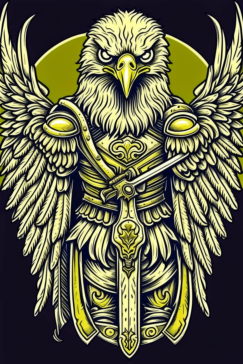 Eagle wearing crown and holding sword with Amberian Security Consulting under neath