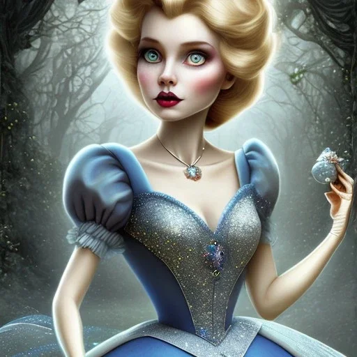 extrem tim burton style cinderella, sharp focus