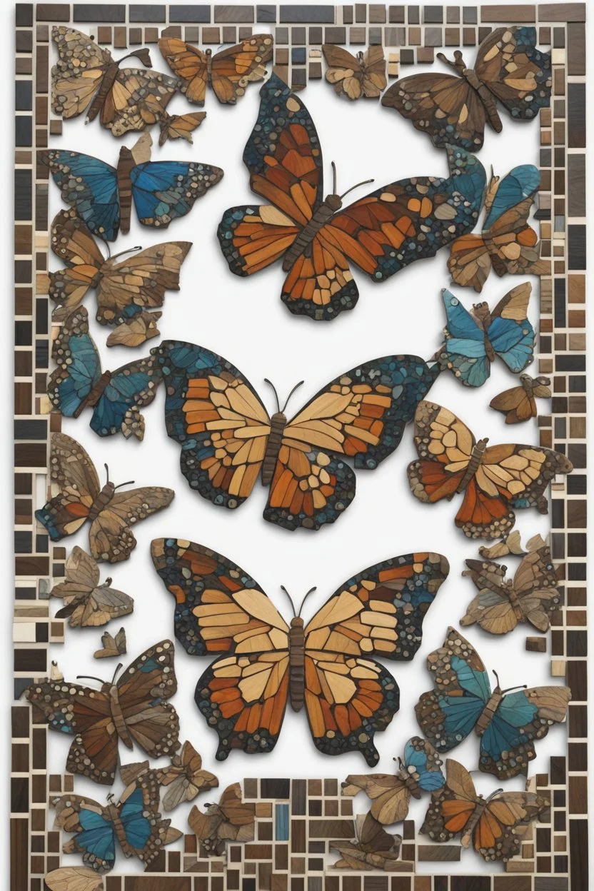 very beautiful butterfly wood mosaic