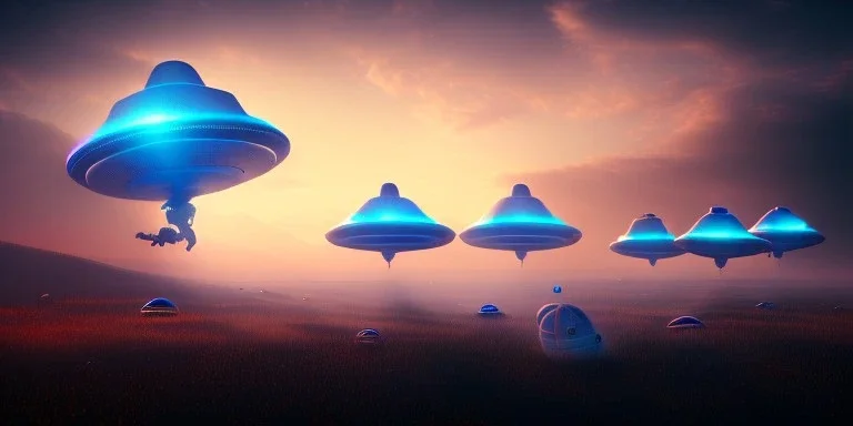 extra-terrestrial, 8K, photo realistic, highly detailed, lught ufo, light colors