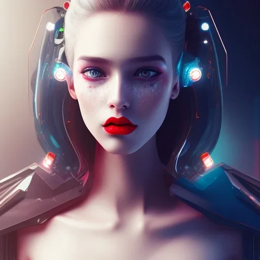  cute girls, red lips, with butterfly's flying around her, cyberpunk, 8k quality, half body