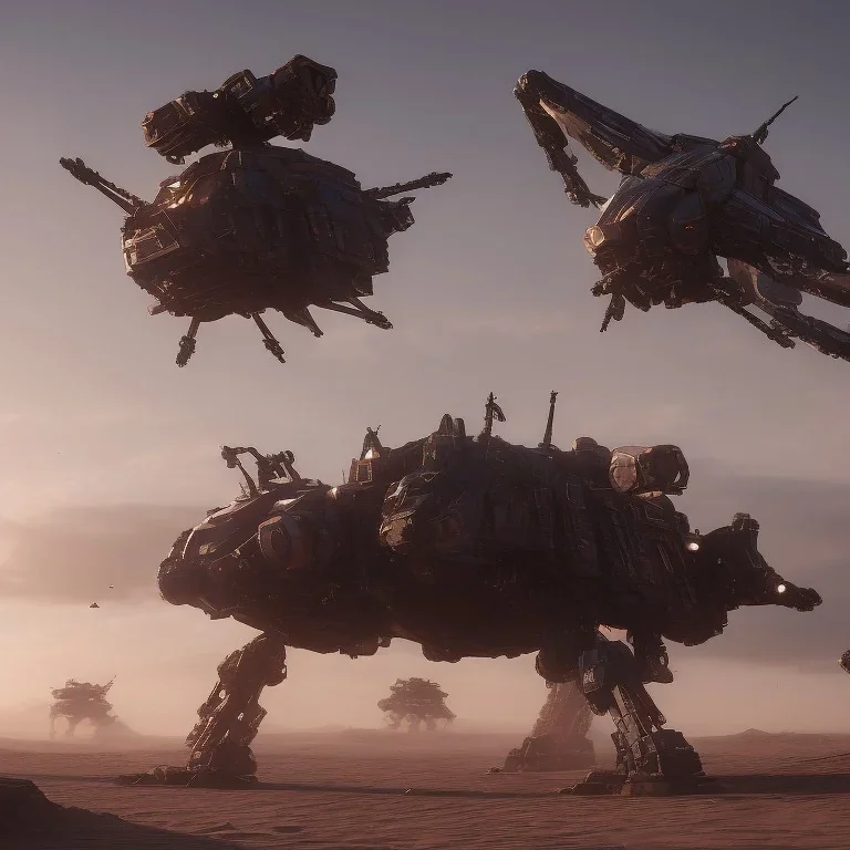 Armored Core machine robot fights another Armored Core fly in the sky in the desert with the ocean where you can see the space in the sky with the twilight on the horizon, 4k resolution