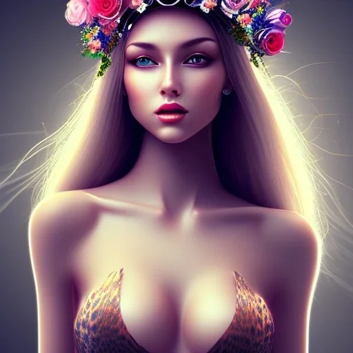 sexy women with flowers crown