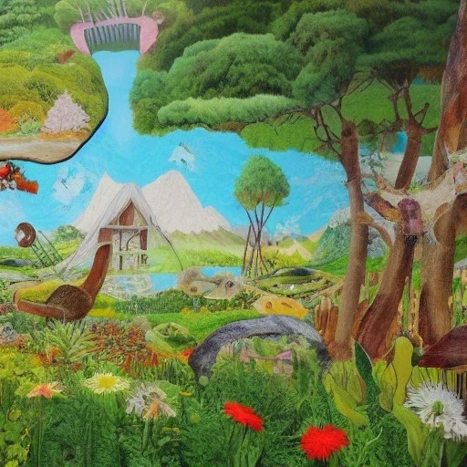 Landscape mural ecological utopia