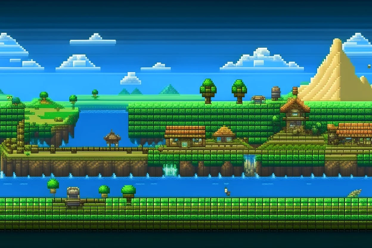 2d pixellated nintendo style landscape jupiter trading exchange