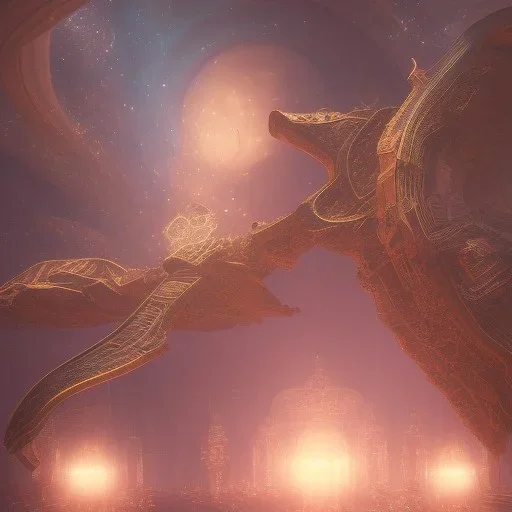 School of learning magical arts, mysterious cosmic backdrop, celestial ambience, soft lighting, unreal engine 5 volumetric lighting, intricate details, realistic style, 8k resolution