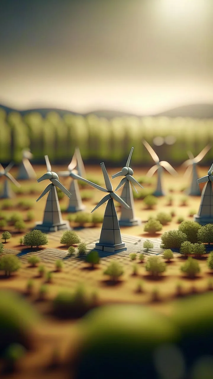 super sized windmill park, shot on Hasselblad h6d-400c, zeiss prime lens, bokeh like f/0.8, tilt-shift lens 8k, high detail, smooth render, down-light, unreal engine, prize winning