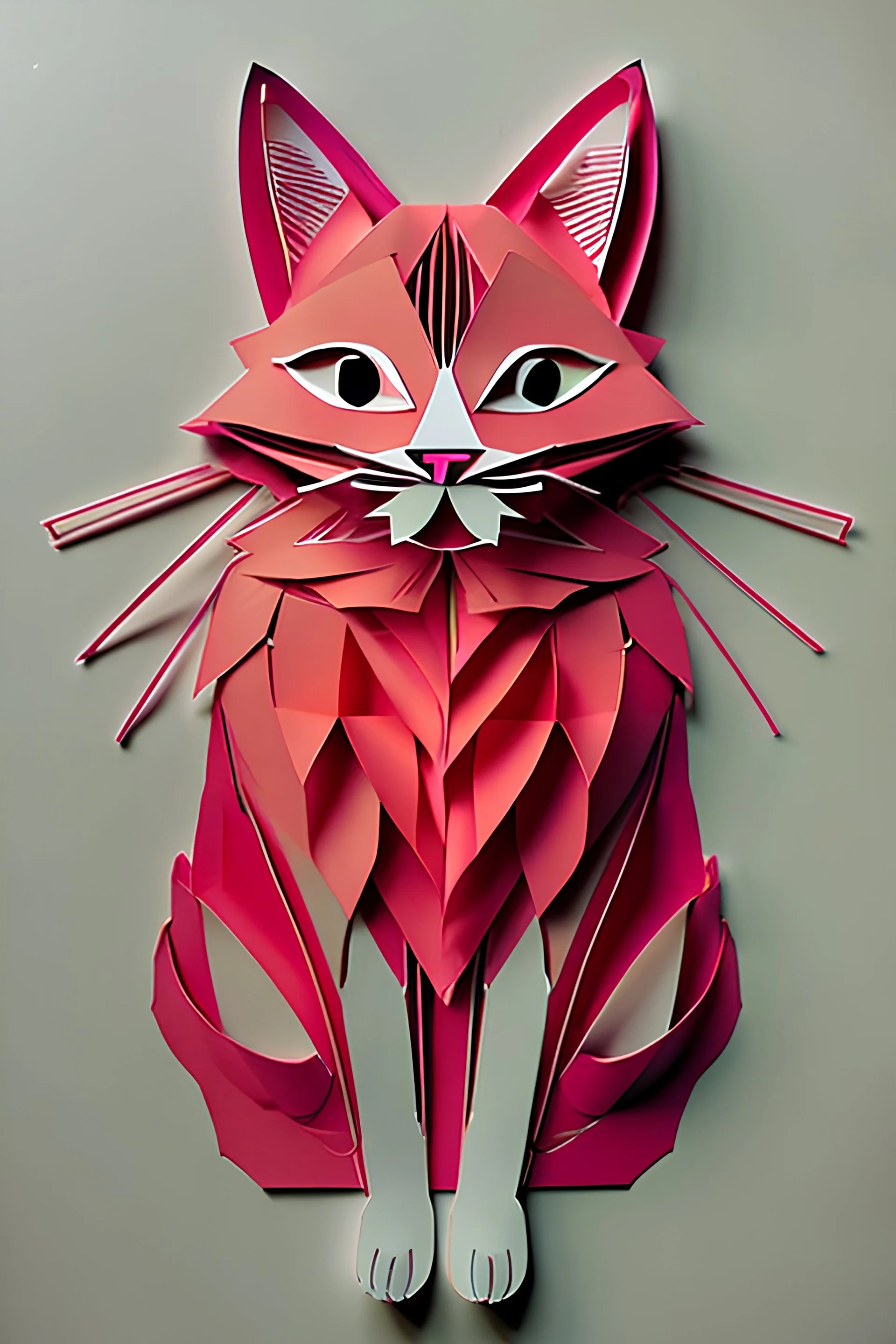 cat, Kirigami, papper cut artwork, huper detailed, realistic, colorful, 4k