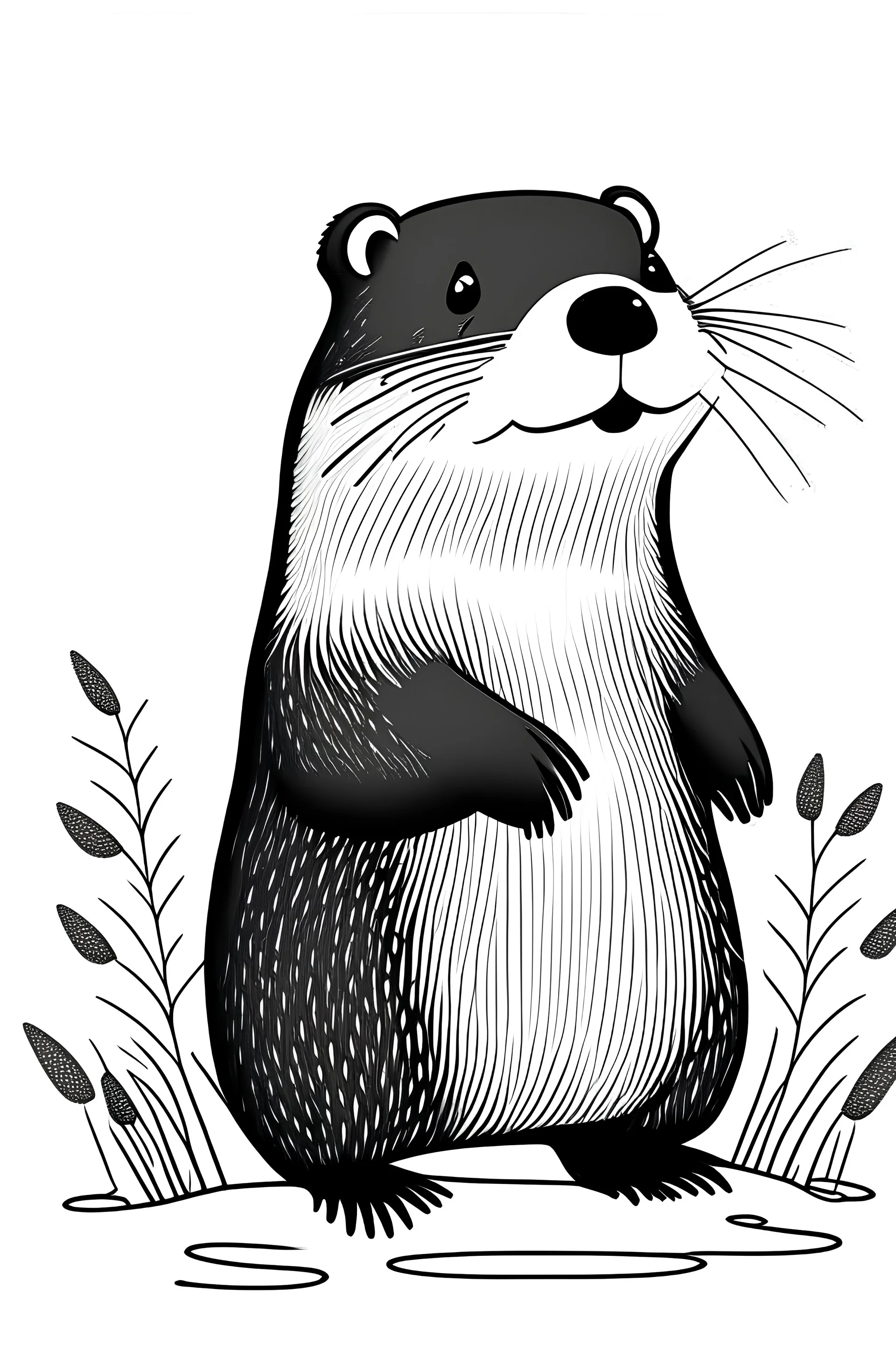 cute black and white beaver for kids