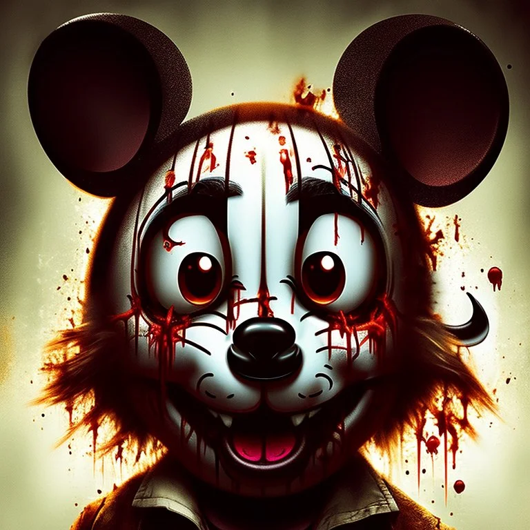 zombie mickey mouse, photorealism, horror, evil, hungry, rotted, high resolution