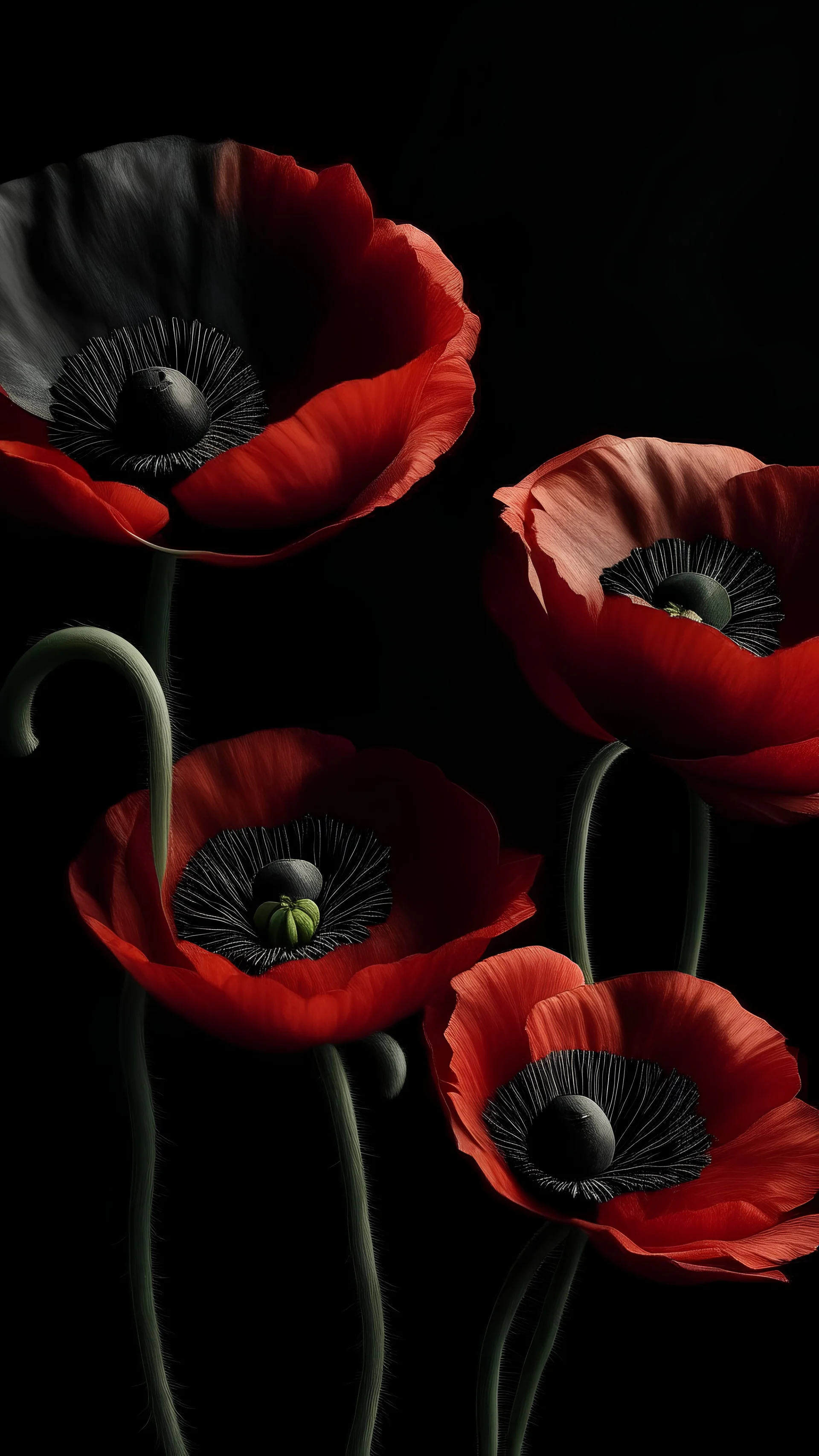 colleen hoover I want the stages of a poppy to appear on it to represent the stages of a relationship, also with a gradually light to dark background. Not this dark, more light and with love.