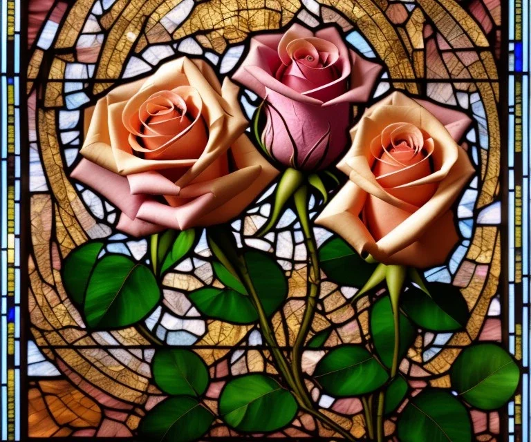 Stained glass Rose, global illumination