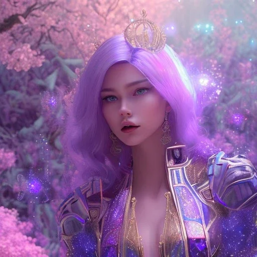 one big crystal subtle castle blue violet in a galactic ambiance delicate colors, bin the foreground, full of details, smooth,soft light atmosphere, light effect,vaporwave colorful, concept art, smooth, extremely sharp, full body shot, masterpiece, best quality, blue skinned, sparkling eyes, fluorescent skin,blue eyes,sparkling makeup, long blond hair, fairy style , highly detailed body, sun light, 4K, RAW, depth of field,high contrast,realistic de