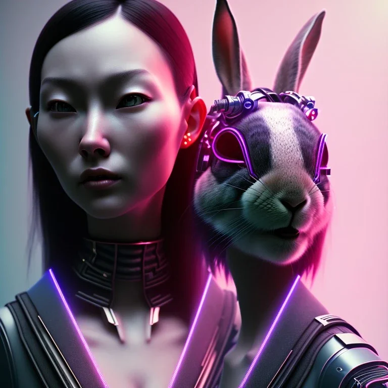 Portrait, Front avatar image, sweet rabbit mask, cyberpunk Asian woman, black pink color, highly detailed, concept art, smooth, unreal engine 5, god rays, ray tracing, RTX, lumen lighting, ultra detail, volumetric lighting, 3d, finely drawn, high definition, high resolution.