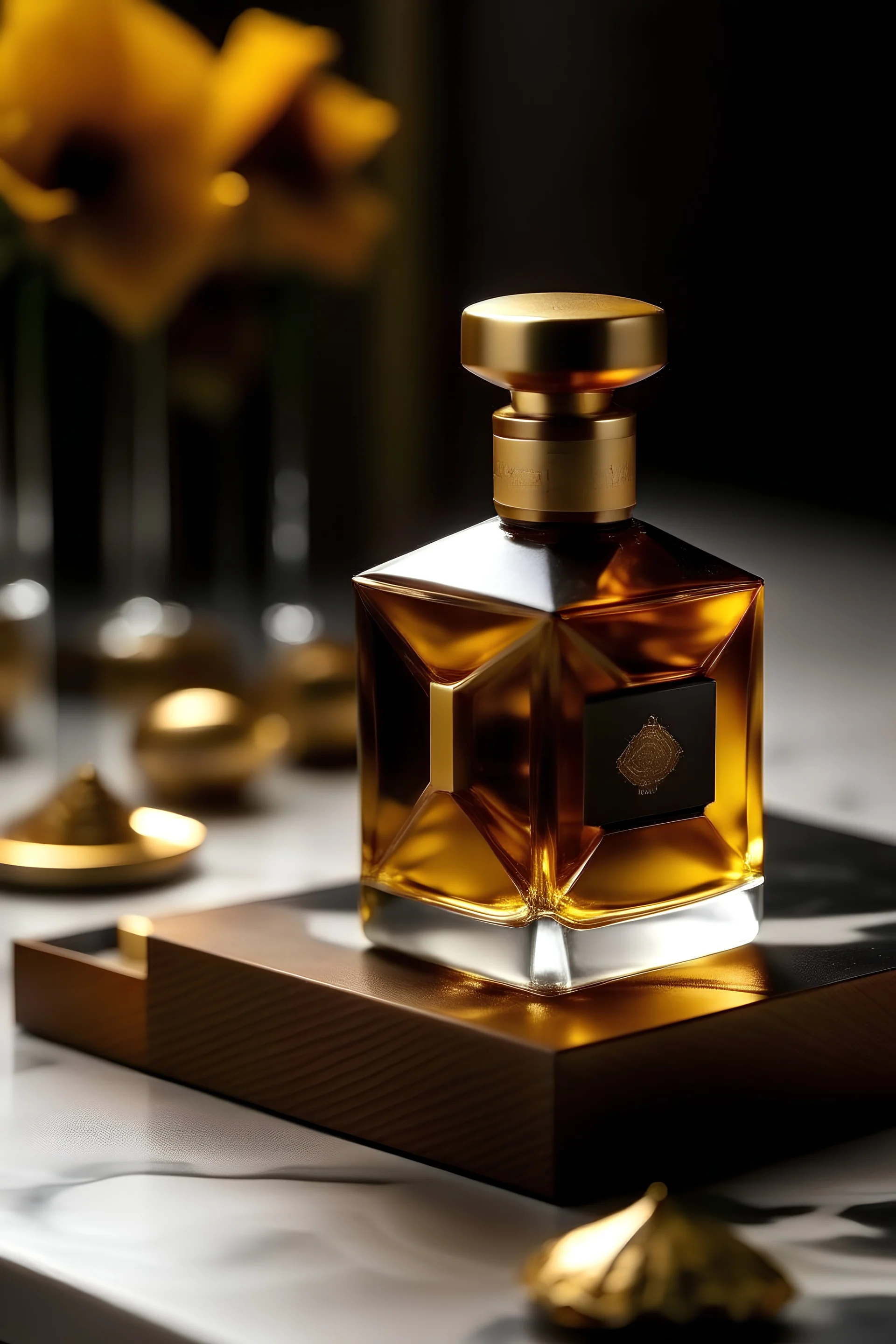 Make a fragrance with notes of Honey, Vanilla, Amber, Tonka Bean and Oud. And the bottle is Hegtagon