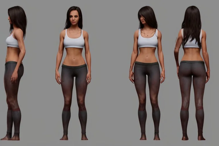 Female character 19 years full anatomy Proportions of the character the head-to-body ratio . Create a distinctive silhouette that helps the character stand out and be easily recognizable Design the character's face, including the shape of the head, eyes, eyebrows, nose, mouth, and ears. Consider the . Front, Side, and Back Views: Provide multiple views of the character, including front, side, and back mode sheet .