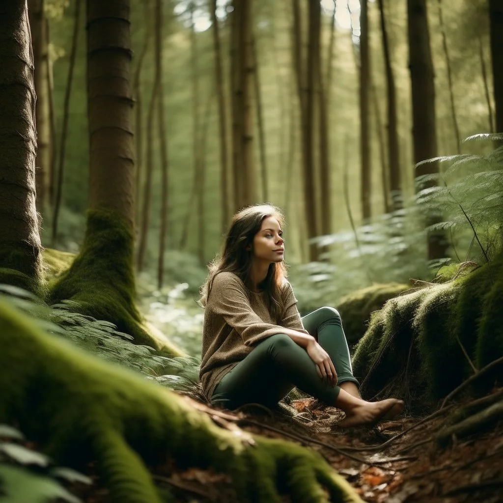 woman relaxing in the forest