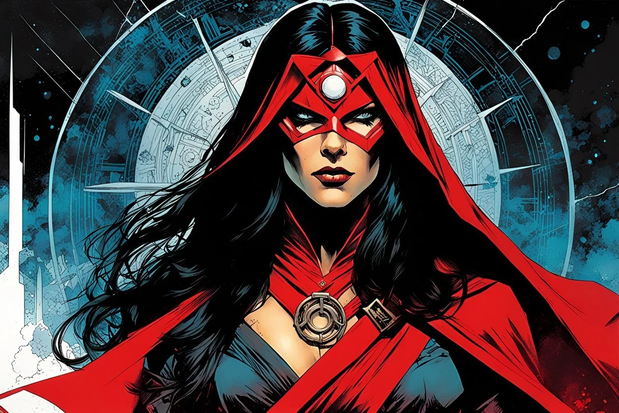 create Elektra Natchios as an arcane, ethereal, otherworldly female Ravnos ancient antediluvian vampire time traveler , in the comic book art style of Mike Mignola, Bill Sienkiewicz, John Romita Jr., Leonardo Romero, Simone D'ARMINI, and Jean Giraud Moebius, with highly detailed feminine facial features , finely penciled and inked , dramatic natural lighting