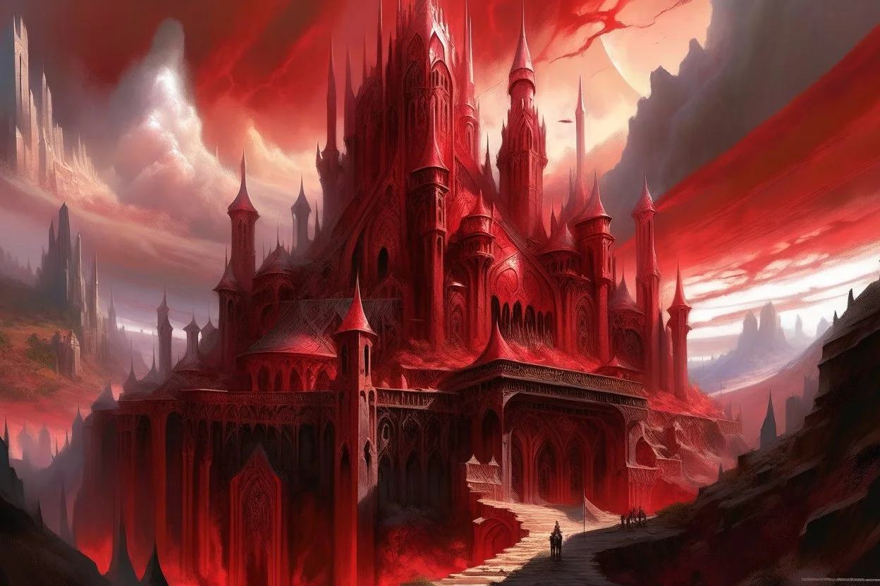 citadel of pain, red, realistic style , magic the gathering art