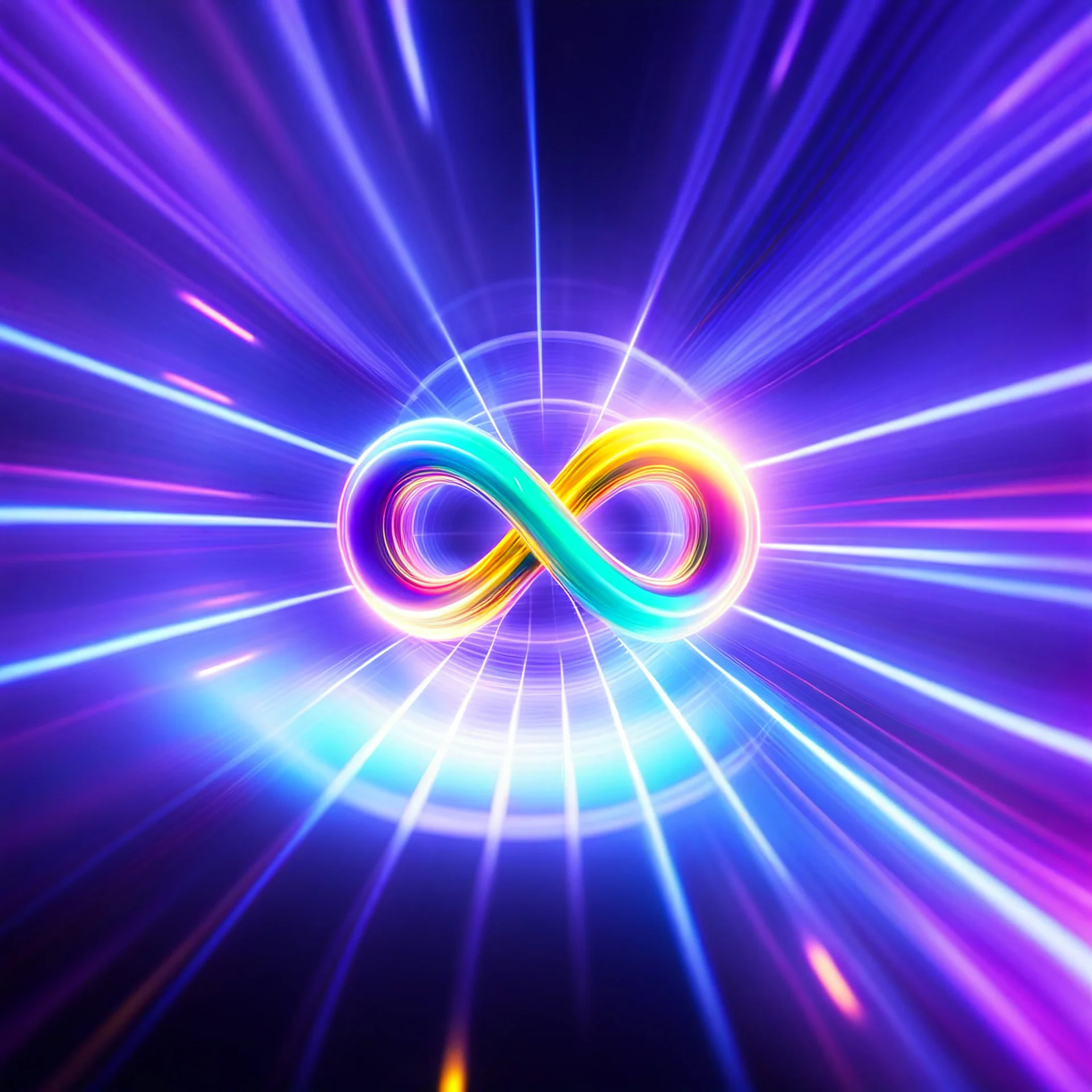 infinity symbol brightly coloured ∞ moving at warp speed, colours from infinity flowing through image with speed, DSLR with a 80mm lens, set to f/16 and a slow shutter speed of 1/15s, striking, neon, chiaroscuro, dramatic, captivating, powerful, fantasy, beautiful, octane render, 16k post-production, artstation: award-winning: atmospheric: commanding: fantastical: clarity: ultra quality: striking: brilliance: stunning colors: amazing depth; lens: f/11, 35mm