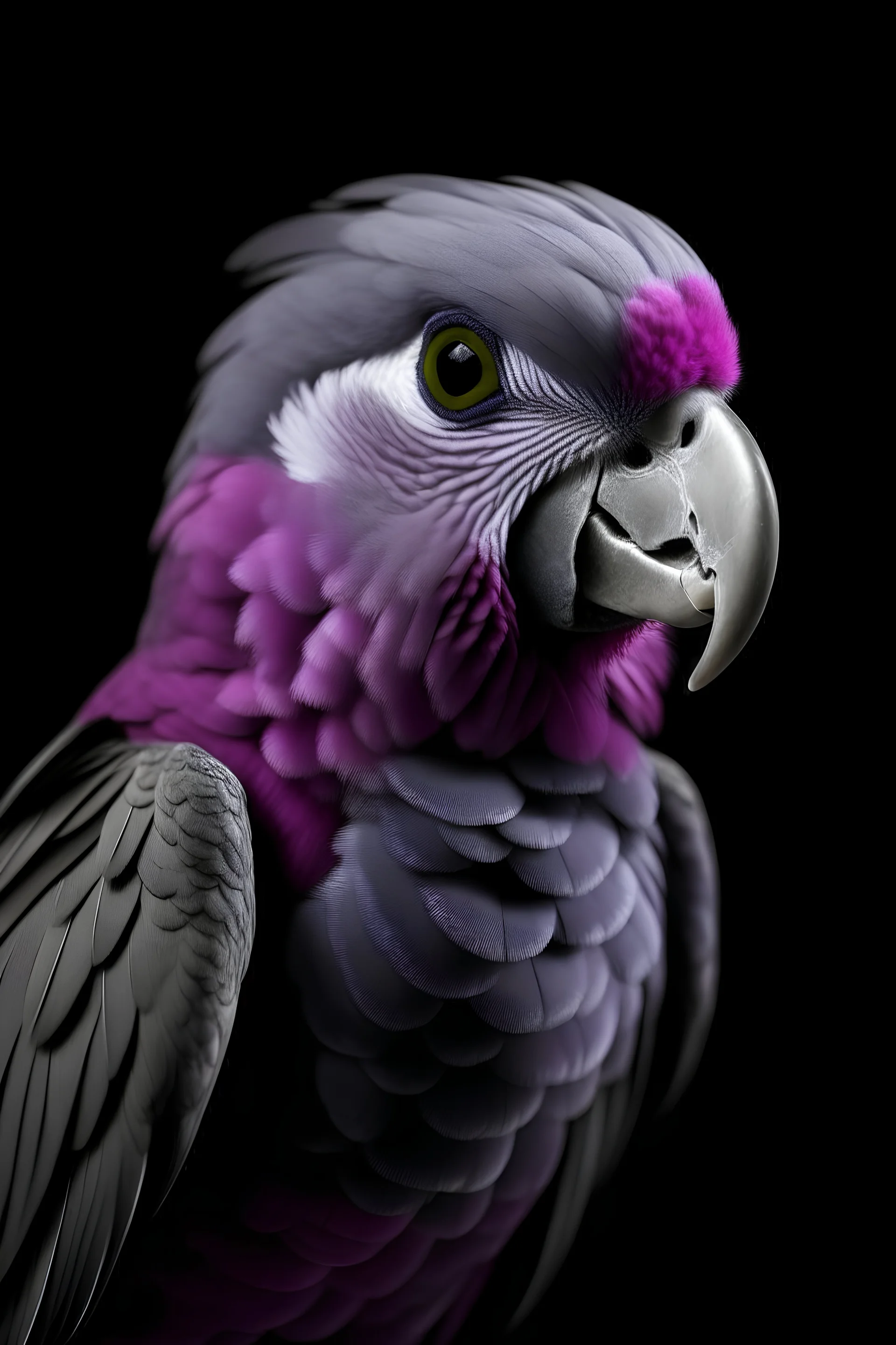 mystical purple and grey parrot