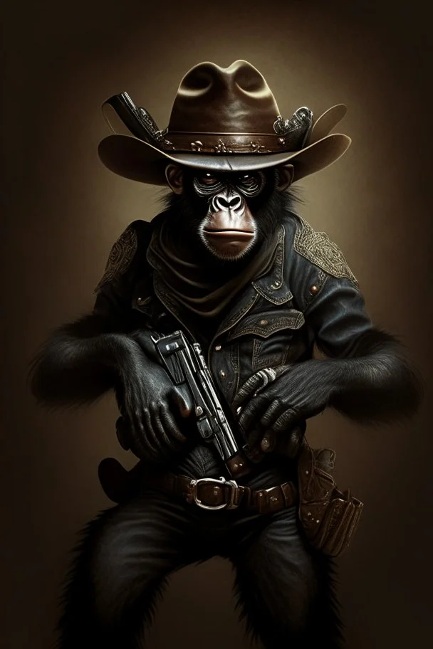 dark monkey cowboy with 2 pistols