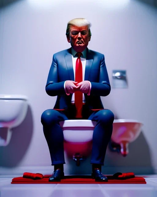 Toilet scene, Donald Trump sitting in toilet, pants down, realistic image, hooper style, concept art, smooth, unreal engine 5, god lights, ray tracing, RTX, lumen lighting, ultra detail, volumetric lighting, 3d.