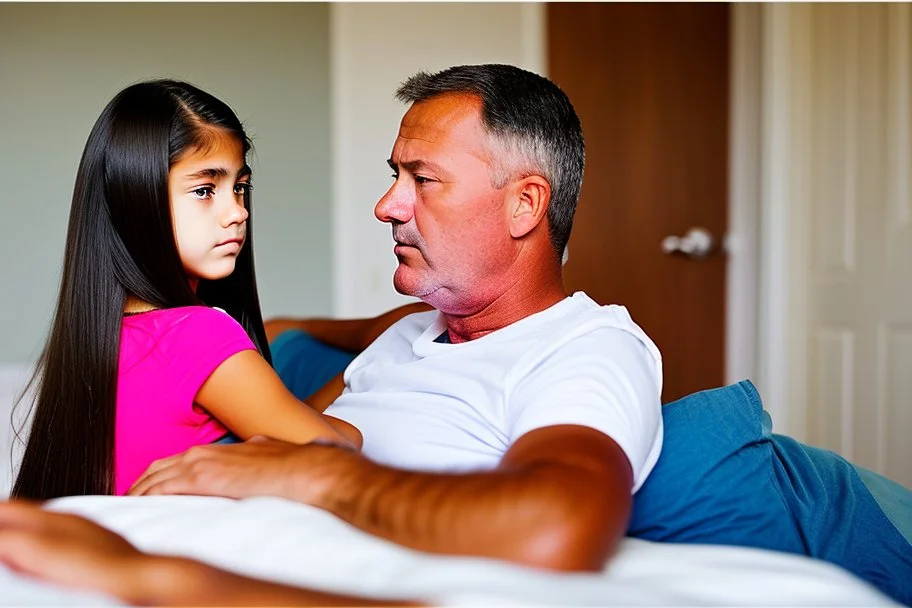 teenage girl in room with dad