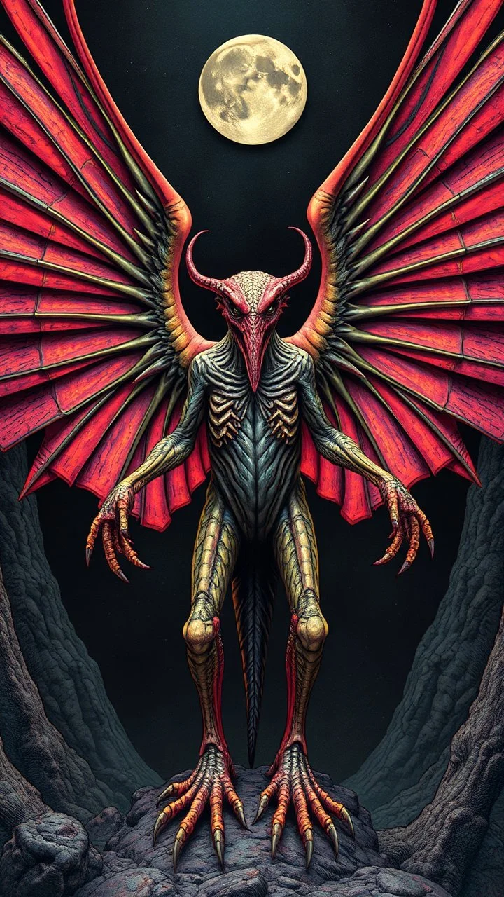 Winged Dingus in the style of Giger and Escher in Magnificient Colors