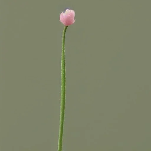 tiny delicate long stem flower bud, beautiful composition, centered in frame, pastel colors, plain solid color, photorealistic, chiaroscuro, aesthetic layout, monochrome pantone, minimalist photography, hyper realistic, octane render, minimalist art