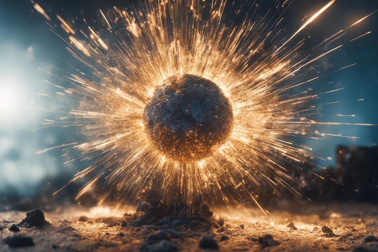 Atomic explosion, made of shatered glass, ULTRA REALISTIC, details, intricate detail, professional lighting, film lighting, 35mm, anamorphic, lightroom, cinematography, bokeh, lens flare, film grain, hdr10, 8k, Roger Deakins, incredibly detailed, reflect, sharpen