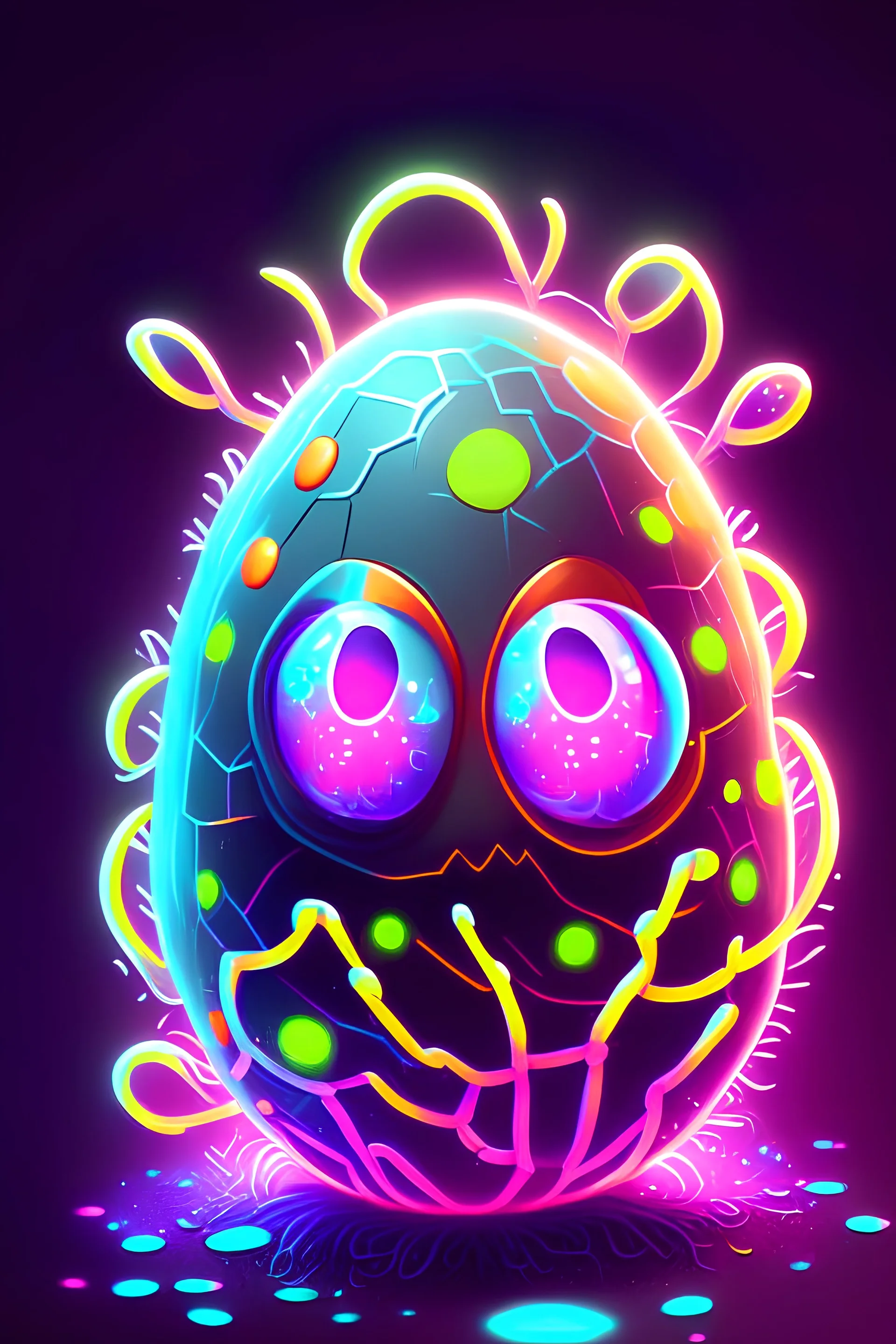 cartoon egg pfp character detailed spider fantastic glow glitter neon flowers