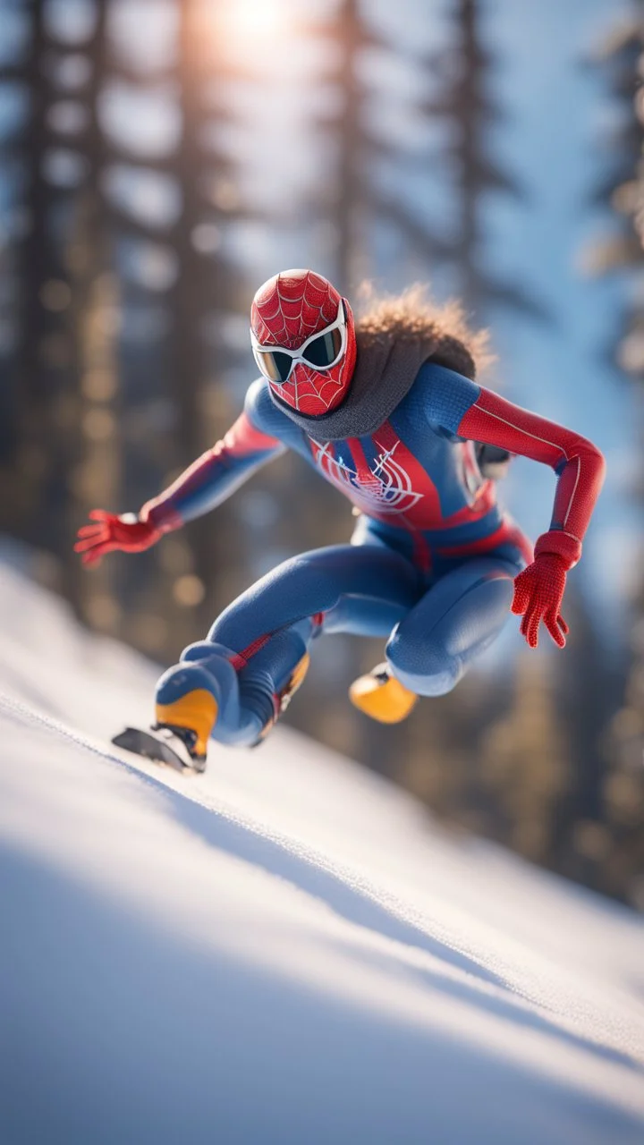 spider ski jumper in it, bokeh like f/0.8, tilt-shift lens 8k, high detail, smooth render, down-light, unreal engine, prize winning