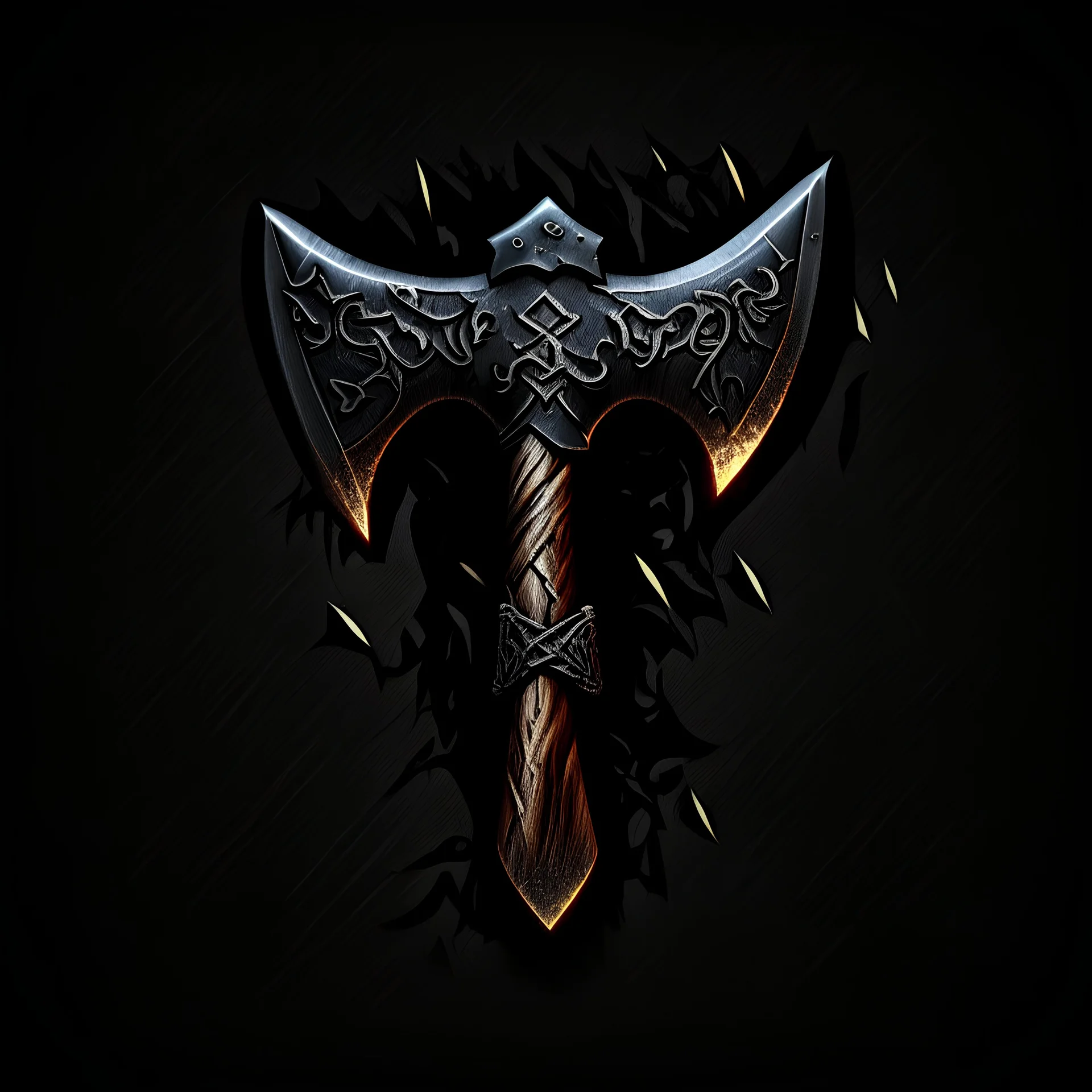 fantasy axe icon, black background