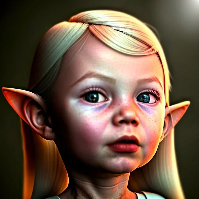 Galadriel toddler, full body, dramatic lighting, hyper realistic