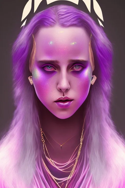 danish singer mø, high light ,purple tones, cyber