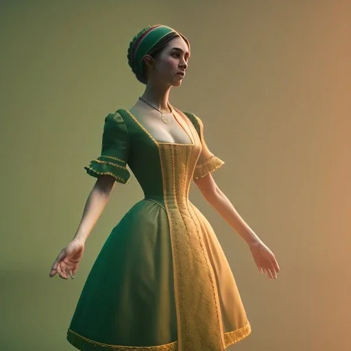 Full body, 3d render, Emma mackey, 1800's women style, 1800'hair style, 1800's women dress style, hyper realistic, octane render, unreal engine 5, 8k, palace background, uhd