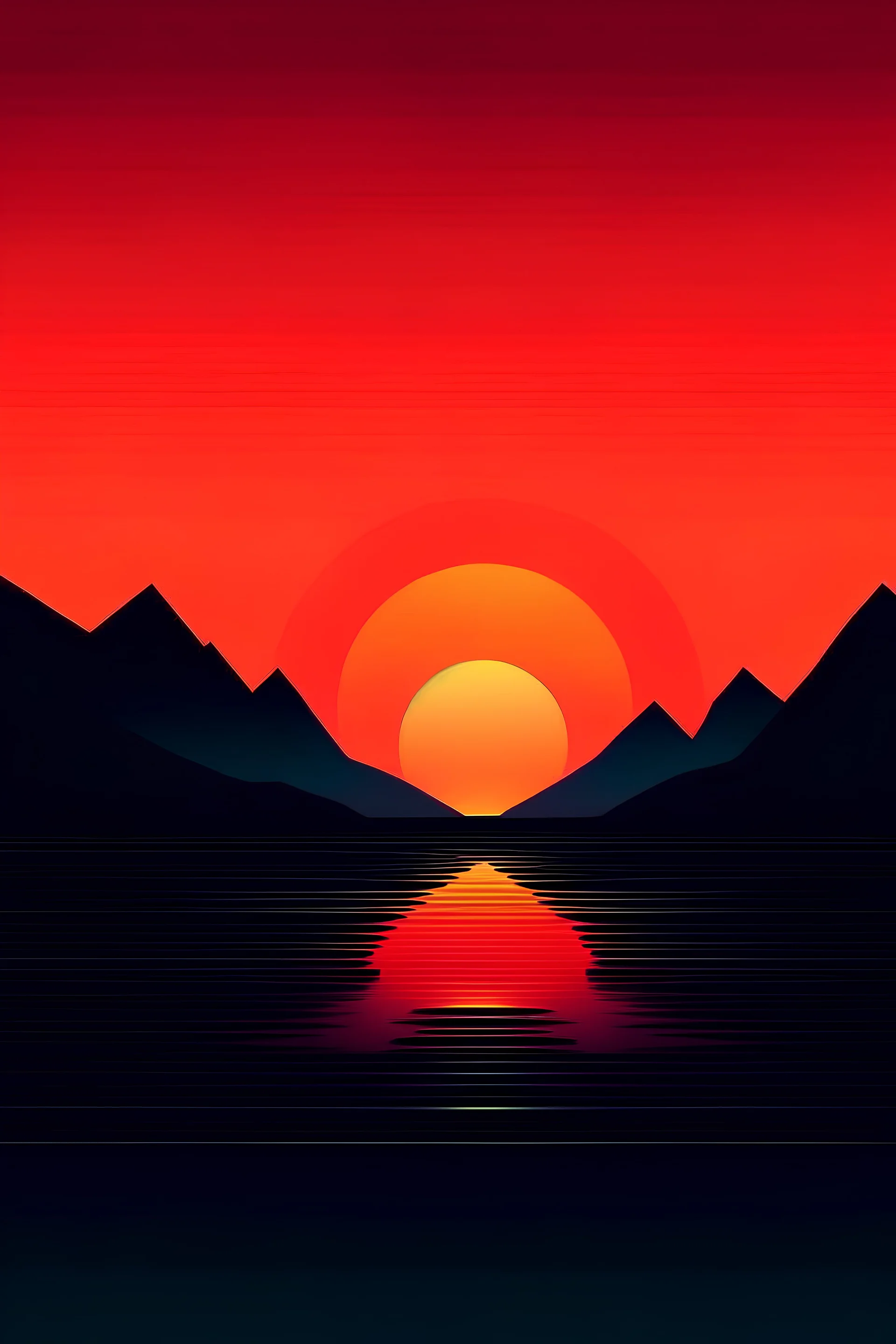 minimilist ,maximilist digital art image of sunset