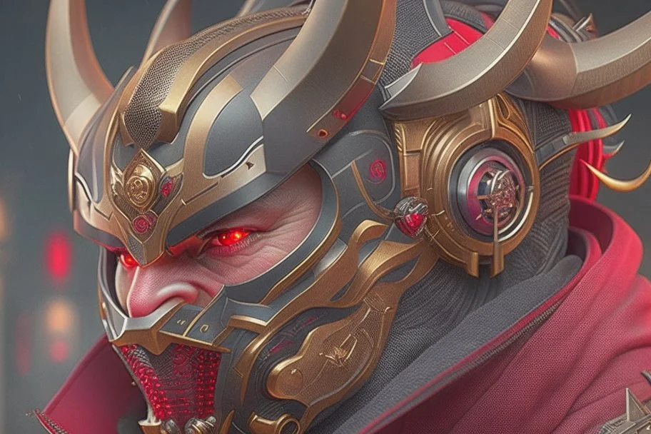 Best quality, masterpiece, ultra high definition,Futuristic, cyberpunk,Hannya-Maske, Comic style